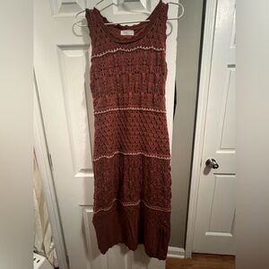 LC Lauren Conrad Textured Brown Maxi Dress